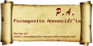 Pozsegovits Annunciáta névjegykártya